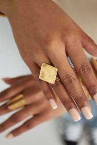 Simplicity Ring hammered gold square